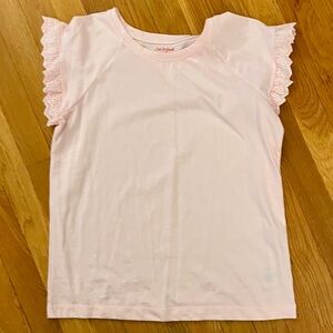 Cat & Jack Pink Ruffle Eyelet Sleeve Top Girls XL